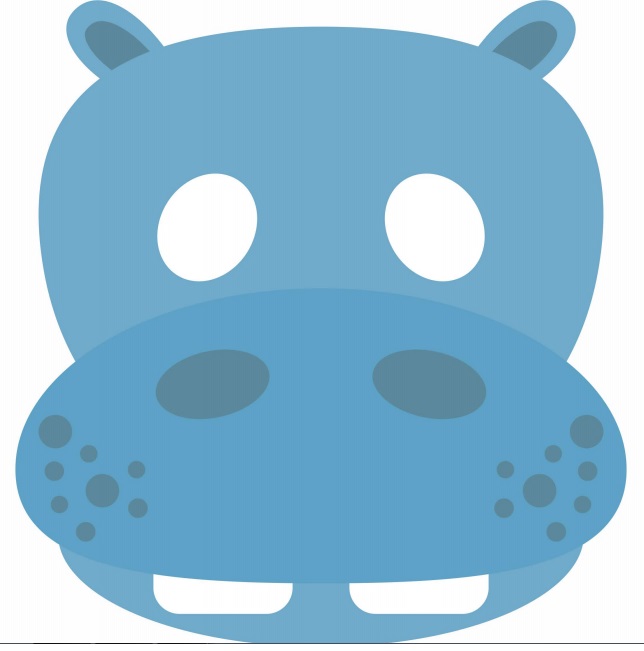 çocuklar için hazır kağıttan Su Aygırı maskesi şablonu